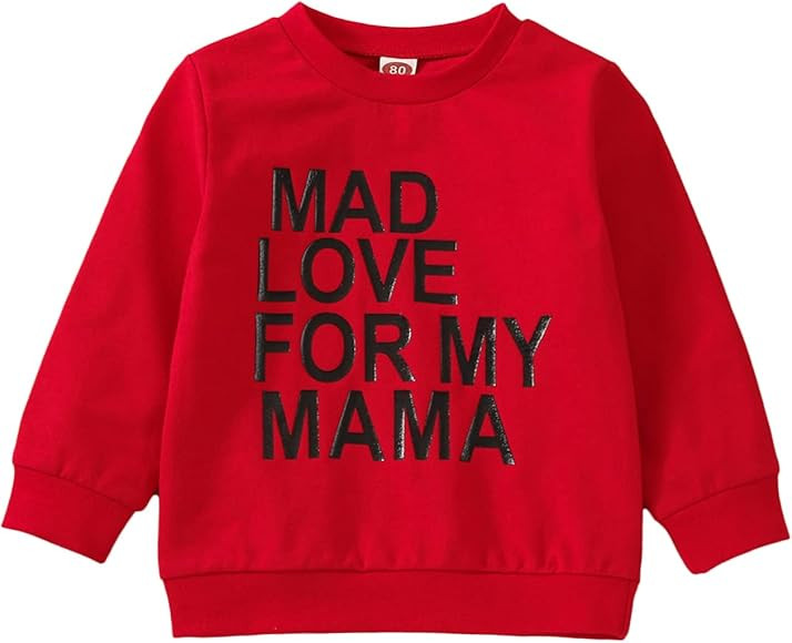 Kayotuas Toddler Valentines Day Shirt for Boys Girls Cute Letter Print Long Sleeve Top Crewneck S... | Amazon (US)