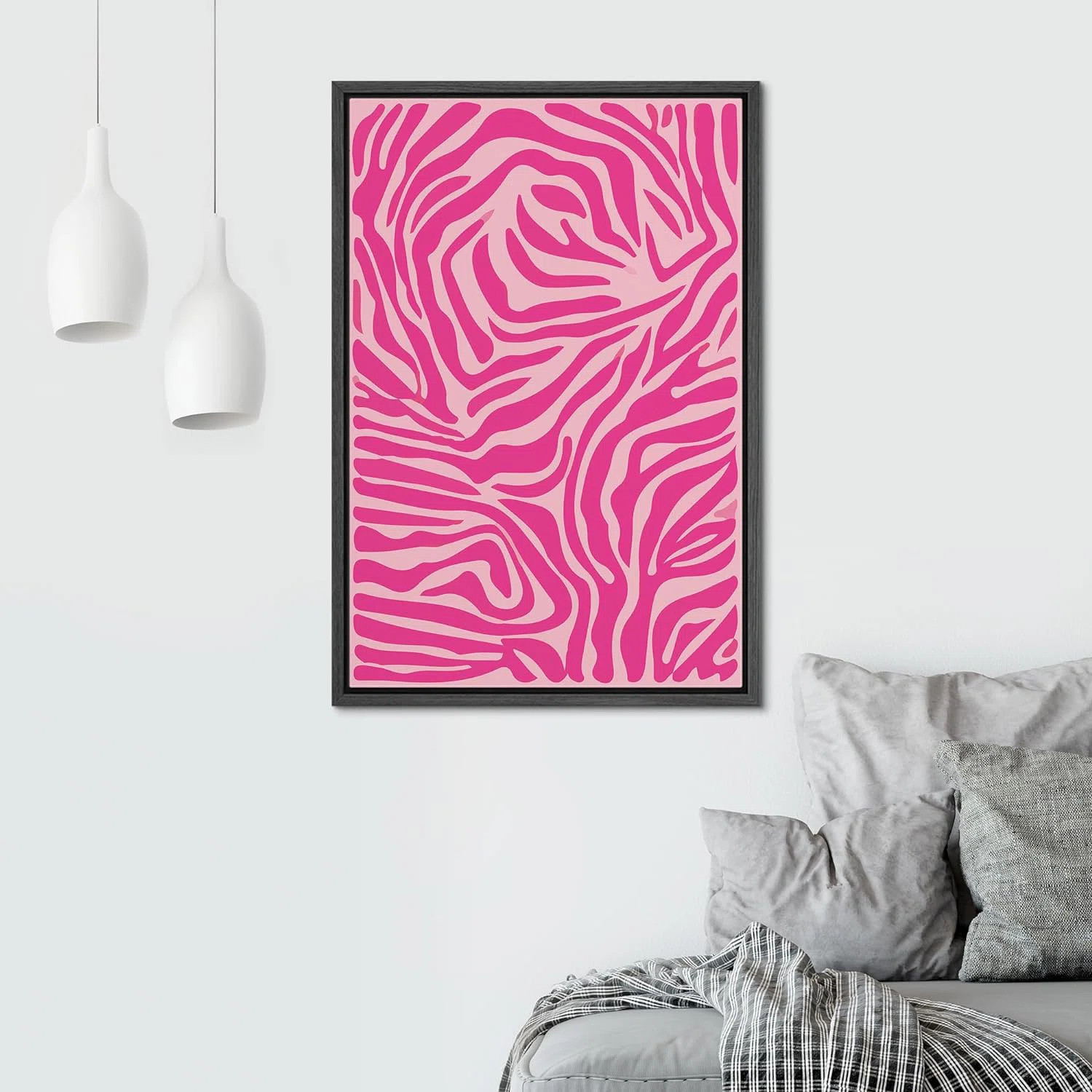 IDEA4WALL Bright Preppy Animals IDEA4WALL Framed Canvas Print Wall Art Room Decor Pink Stripes Il... | Wayfair North America