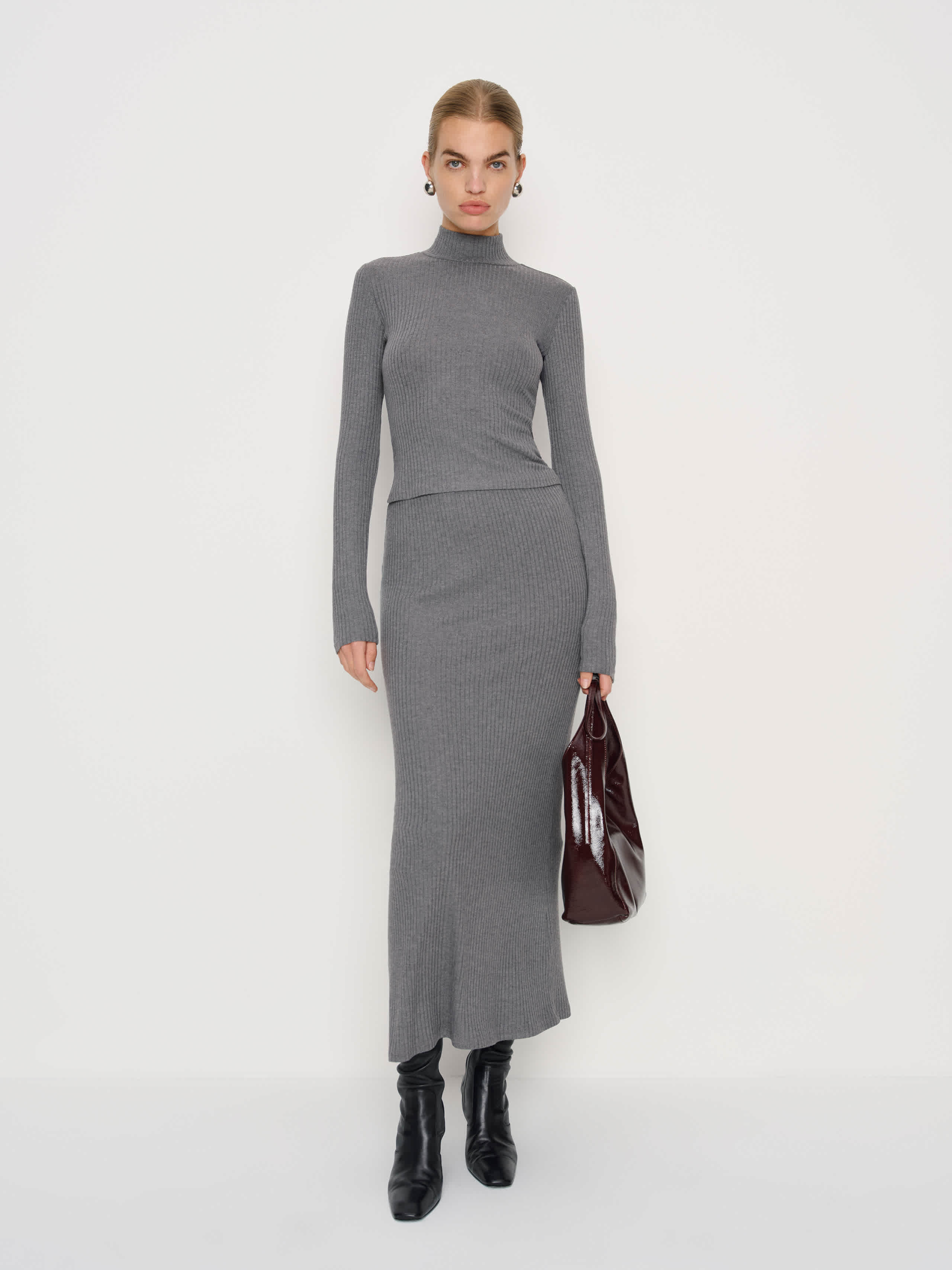 Reformation Reggie Knit Two Piece Grey Medium | Reformation (Global)