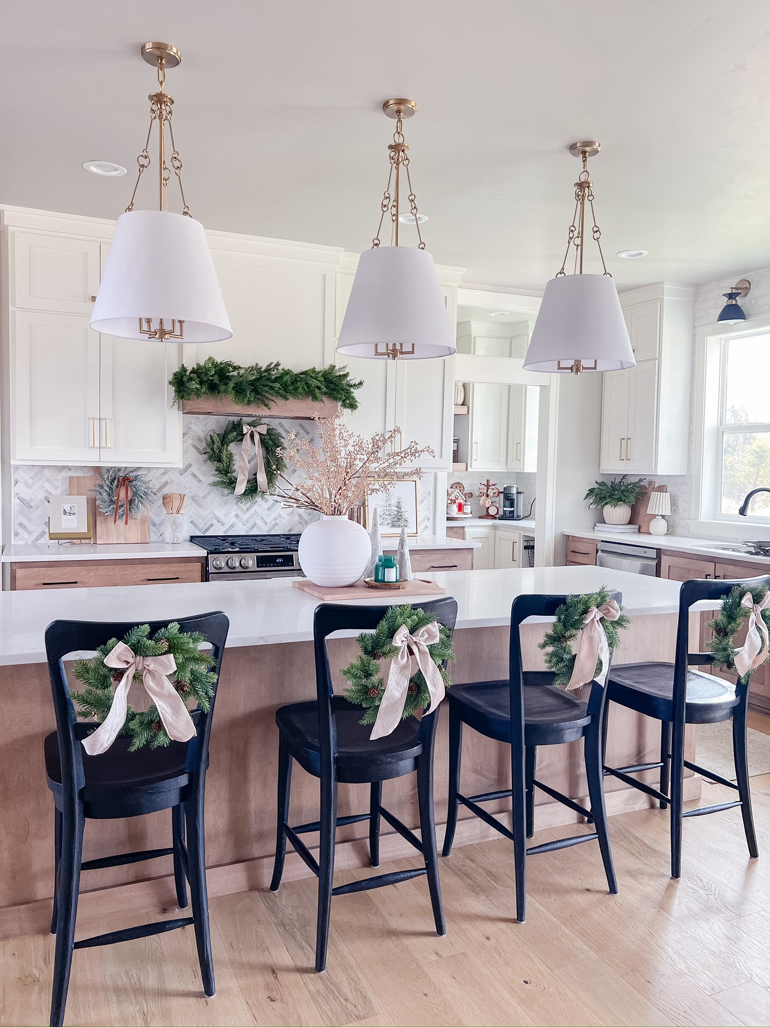 Obsessed with these wreaths!  Loving how they look on the back of the barstools!  

Christmas decorations | Christmas decor | indoor wreaths | small wreaths | barstools | kitchen Christmas decor  

#LTKHoliday #LTKSeasonal #LTKHome