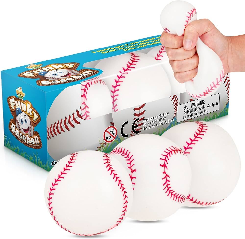 Amazon.com: Baseballs Pull, Stretch and Squeeze Stress Balls - 3 Pack - Sensory Toys, Stocking St... | Amazon (US)