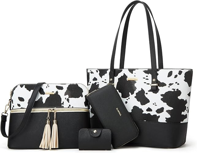 Women Fashion Handbags Wallet Tote Bag Shoulder Bag Top Handle Satchel Purse Set 4pcs | Amazon (US)