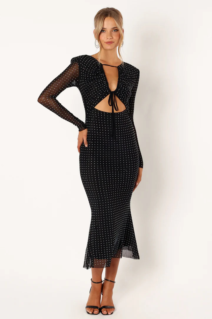 Salvatore Long Sleeve Midi Dress - Black | Petal & Pup (US)