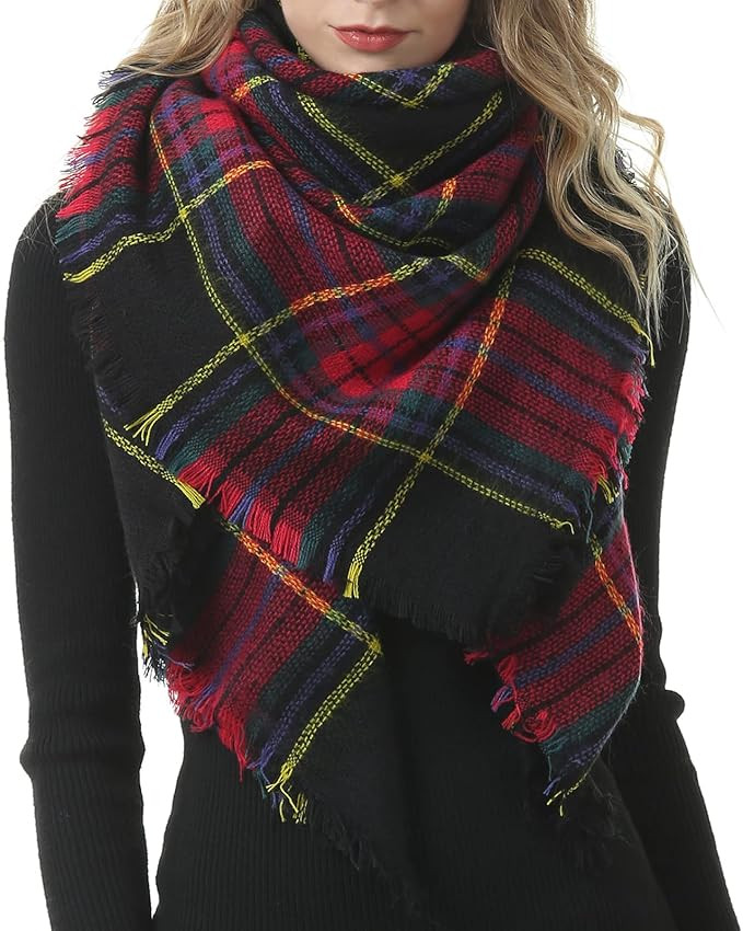 American Trends Womens Fall Winter Scarf Plaid Tassel Soft Warm Blanket Scarves Womens Shawl Wrap... | Amazon (US)