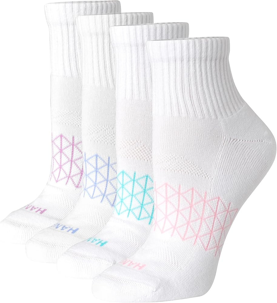 Hanes Women's Cushioned Ankle Socks, Absolute Active Ankle Socks for Women, Seamless Toe, 4-prs | Amazon (US)