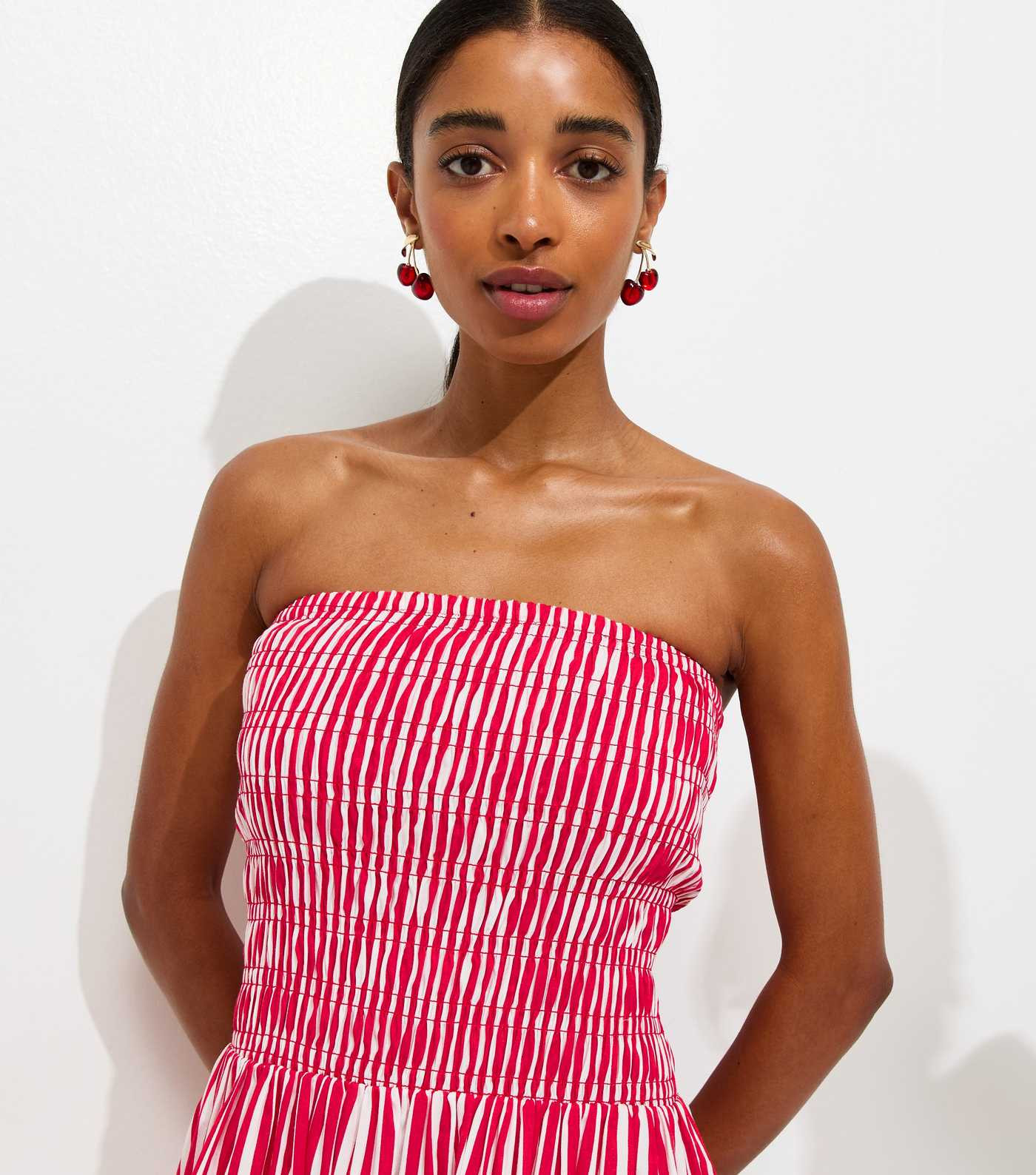 Red Striped Shirred Bandeau Maxi Dress | New Look | New Look (UK)