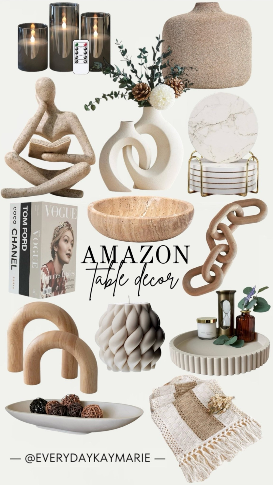 Amazon table decor 🫶🏼

Entryway, coffee table, dining room table, modern decor, coasters, vase, decor tray, candles, wood arch, centerpiece 



#LTKStyleTip #LTKHome #LTKFindsUnder100