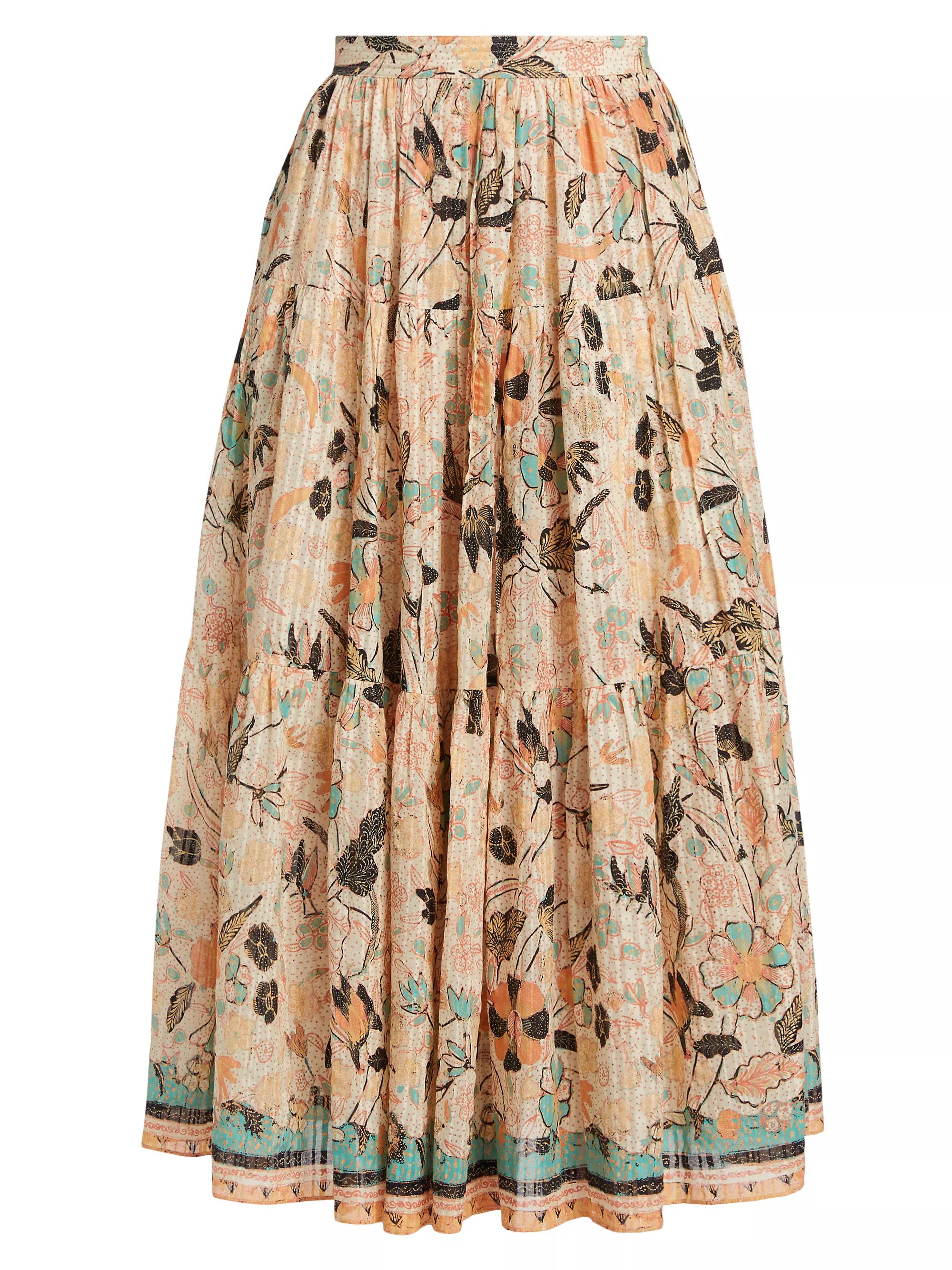 Cambrie Tiered Floral A-Line Midi-Skirt | Saks Fifth Avenue
