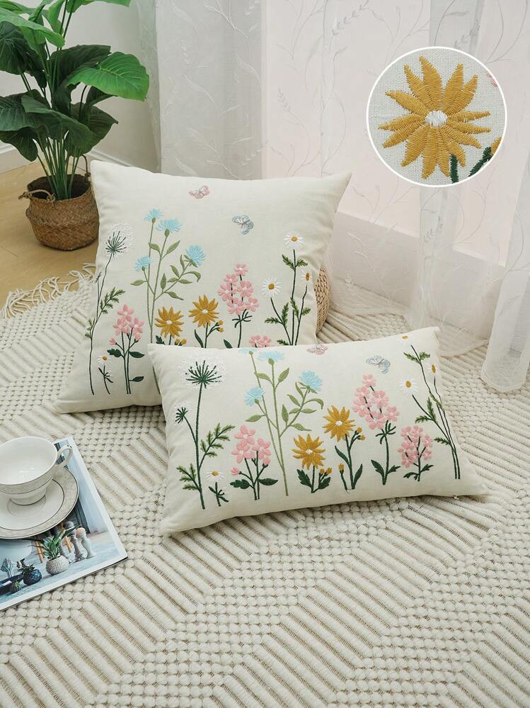 Embroidered pillowcases  | SHEIN
