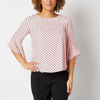 Black Label by Evan-Picone Womens Crew Neck 3/4 Sleeve Blouse | JCPenney