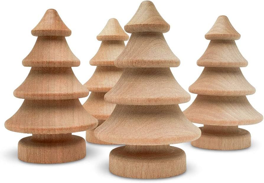 Mini Wooden Christmas Tree 2-3/4 inch, Pack of 10 Unfinished Wood Miniature Trees for Christmas C... | Amazon (US)
