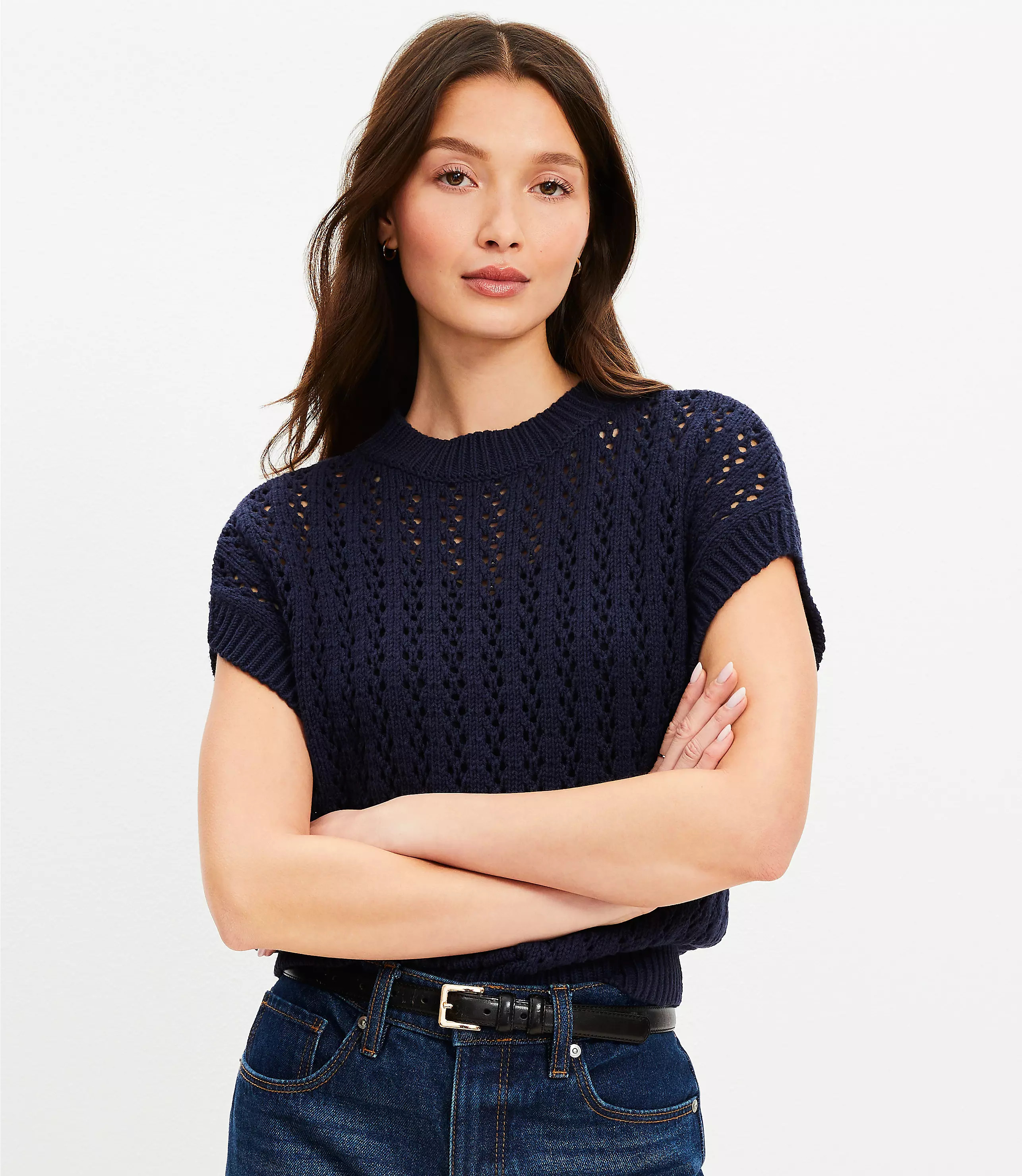 Mesh Stitch Sweater Tee | LOFT