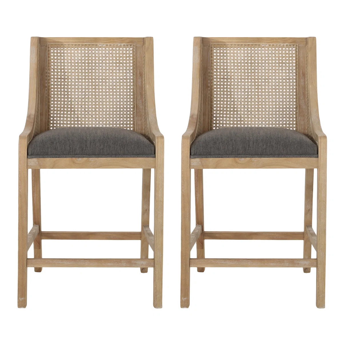 Lonny Upholstered Counter Stool with Solid Wood Frame (Set of 2) | Wayfair North America