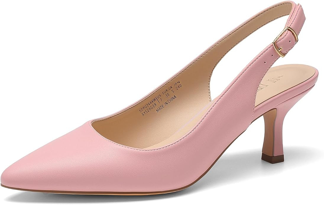 DREAM PAIRS Women's Kitten Heels Slingback Closed Pointed Toe Low Pumps Shoes Women Party Wedding... | Amazon (US)
