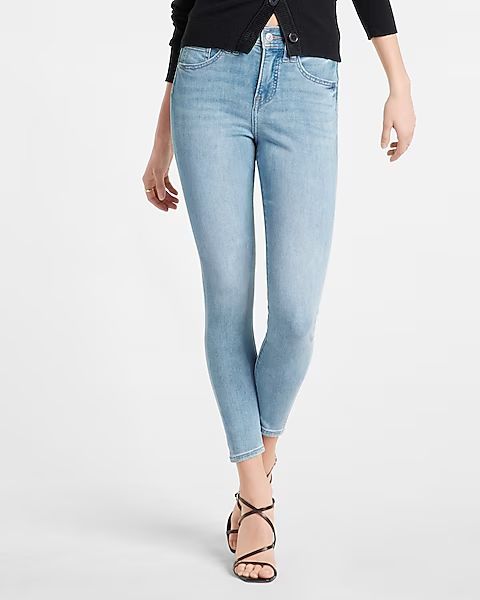 Mid Rise Light Wash Cropped Skinny Jeans | Express