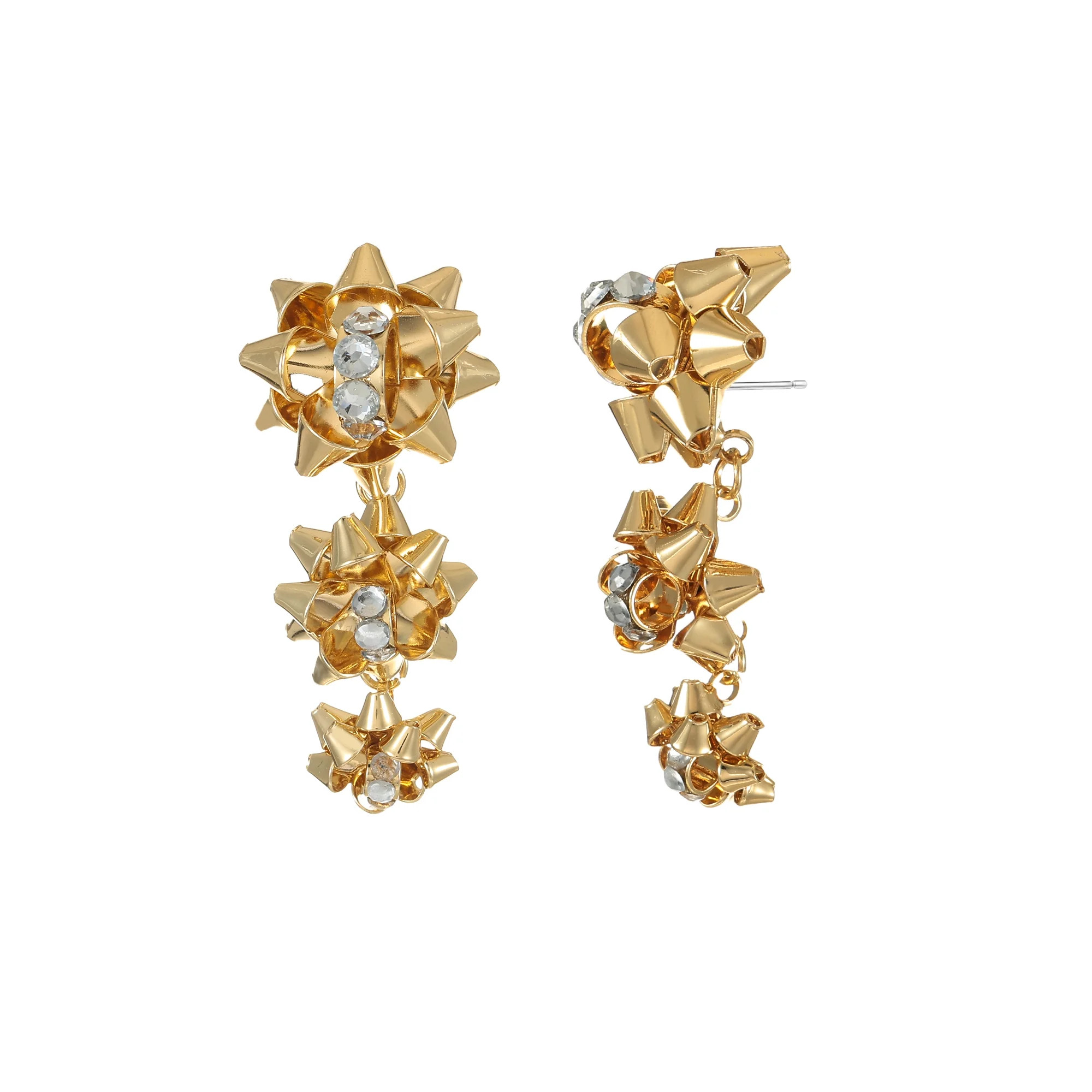 Holiday Time Goldtone Holiday Bow Earrings, 1 Pair | Walmart (US)