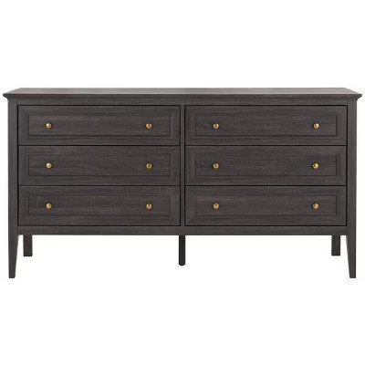 Sondra 6 Drawer Dresser - DRS9602 - Distressed Black/Gold - Safavieh | Target