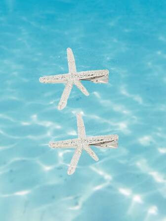 2pcs Women Starfish Decor Fashionable Alligator Hair Clip For Vacation | SHEIN