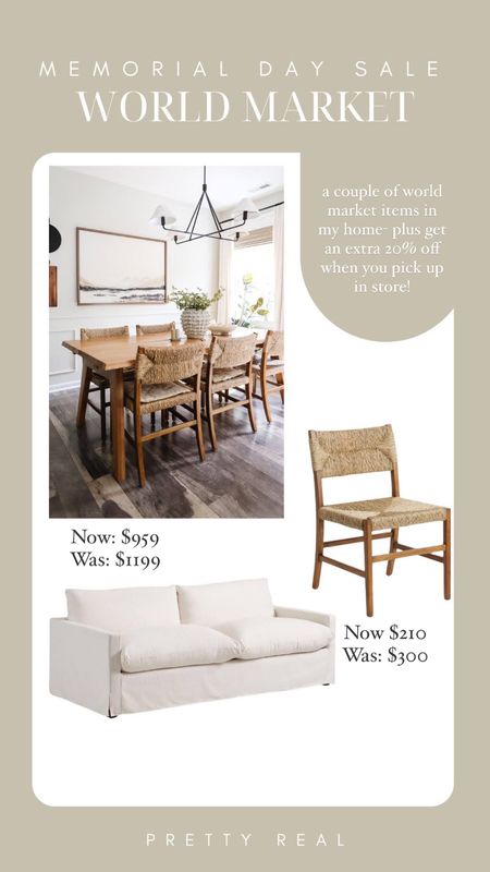 World markets big sale, seagrass dining chair, slipcovered look sofa, white sofa, living room 

#LTKHome #LTKSaleAlert