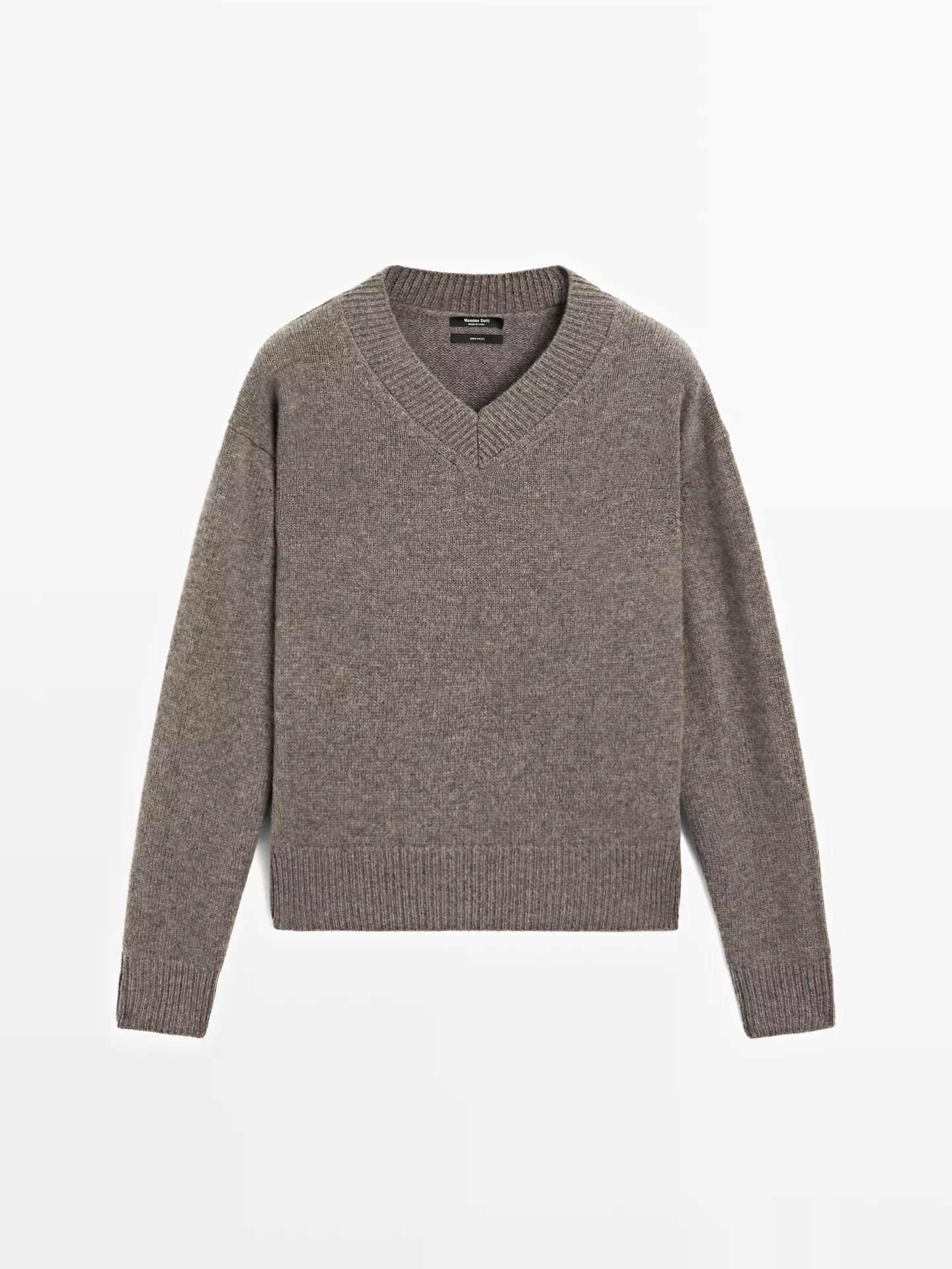 100% wool V-neck knit sweater | Massimo Dutti US