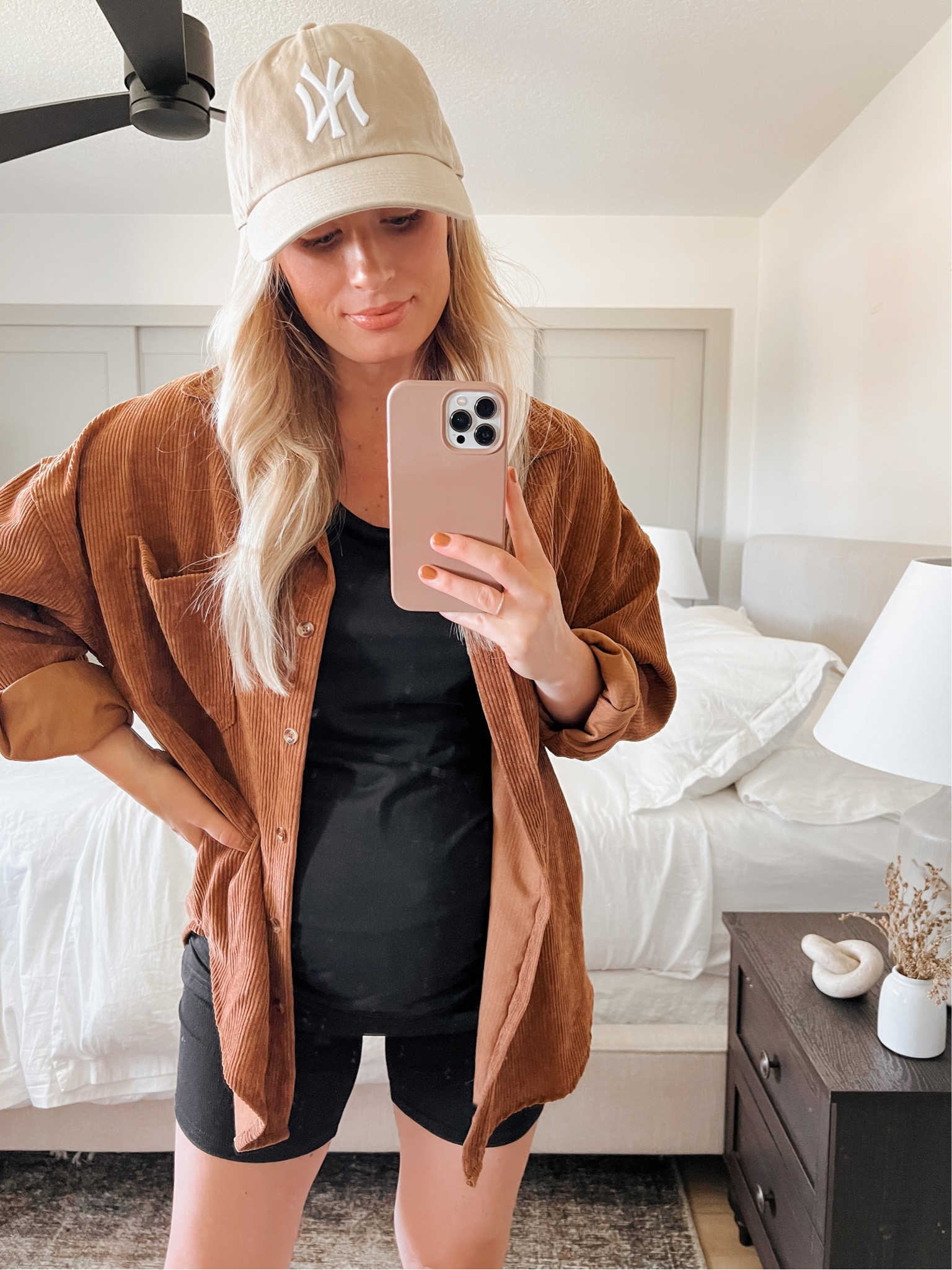 Living in this outfit for fall. Accommodates the California heat and the bump! 🤰🏼Size SMALL in everything! Shoes run big. I’m normally 7.5 and got 7. Shirts come in maternity and non-maternity! 

#LTKsalealert #LTKSeasonal #LTKbump