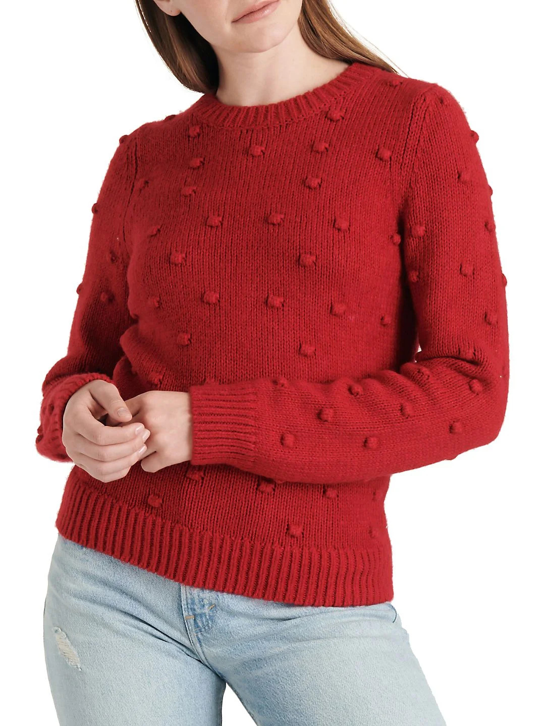 Lucky Brand Women's Bobble Knit Crewneck Sweater Red Size Large | Walmart (US)