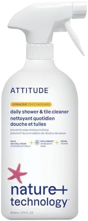 ATTITUDE Shower & Tile Cleaner, EWG Verified, Plant-Based & Vegan Bathroom Spray, Removes Soap Sc... | Amazon (US)