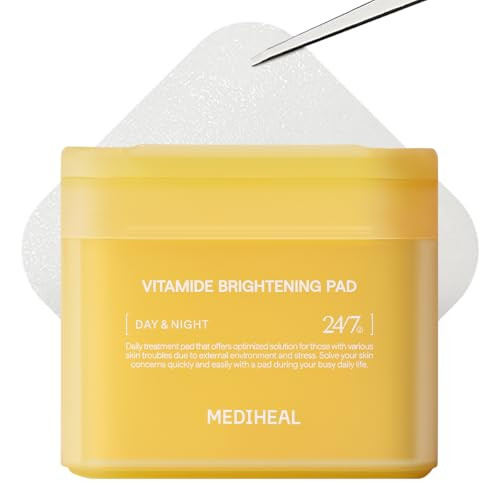 MEDIHEAL Toner Pads [Vitamide] - Radiance Boosting Pad for Clear, Illuminating Skin - Contains Niacinamide & Sea Buckthorn - Blemish Care, Skin Toning - Vegan Stretchable Fabric Pads (100 Count) | Amazon (US)