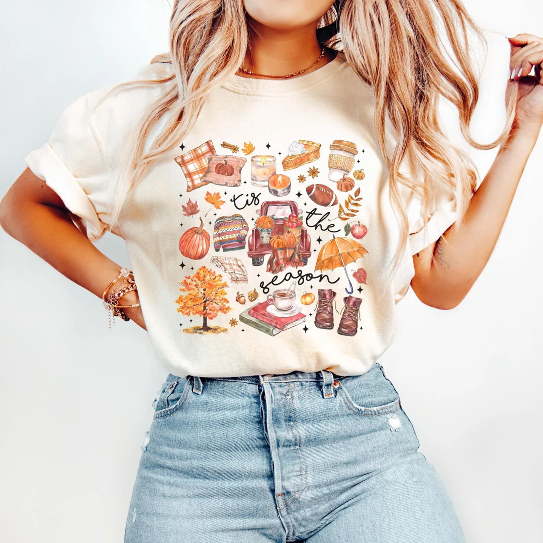 Comfort Colors Fall Shirt, Tis the Season Shirt, Fall Football Shirt, Women's Fall Shirt, Pumpkin... | Etsy (US)