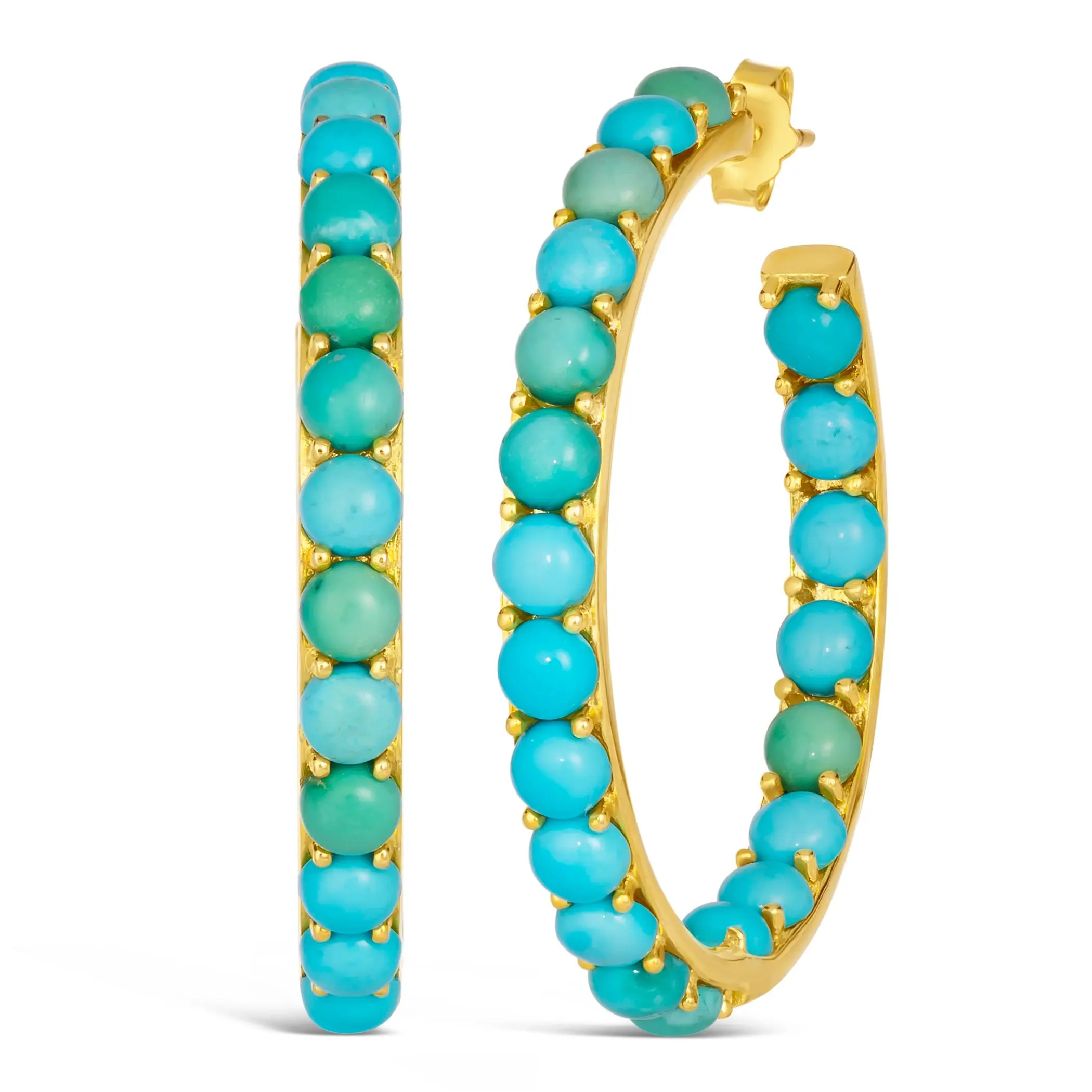 Blue Turquoise Inside Out Hoops | Anna Zuckerman