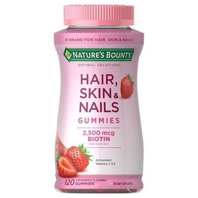 Nature's Bounty Hair, Skin & Nails Gummies with Biotin - Strawberry - 120ct | Target