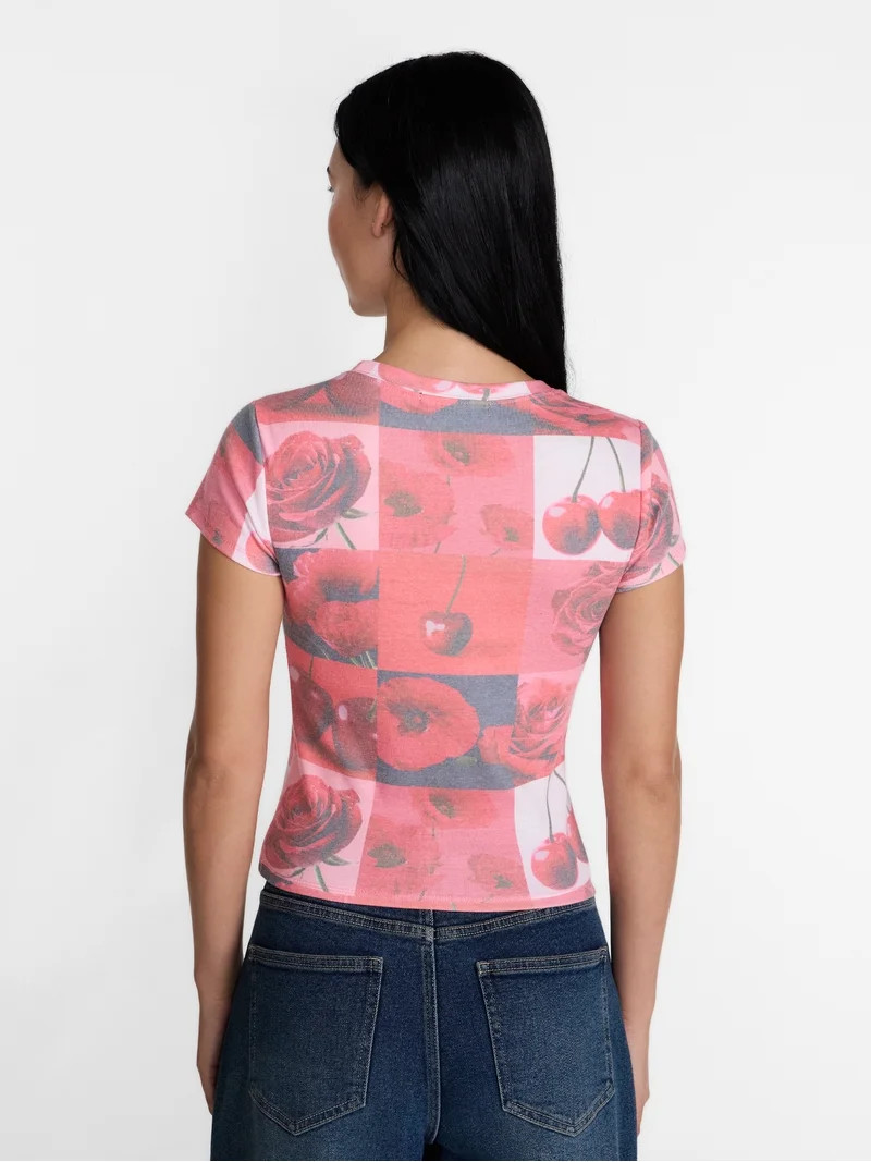 Madden NYC Women's Studded Graphic Tee with Short Sleeves, Sizes XXS-XXL | Walmart (US)