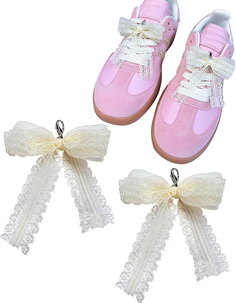 Lopau Pearl Bowknot Shoe Charms for Sneakers Shoelaces Decorations Clips Beaded Chain Buckle for ... | Amazon (US)