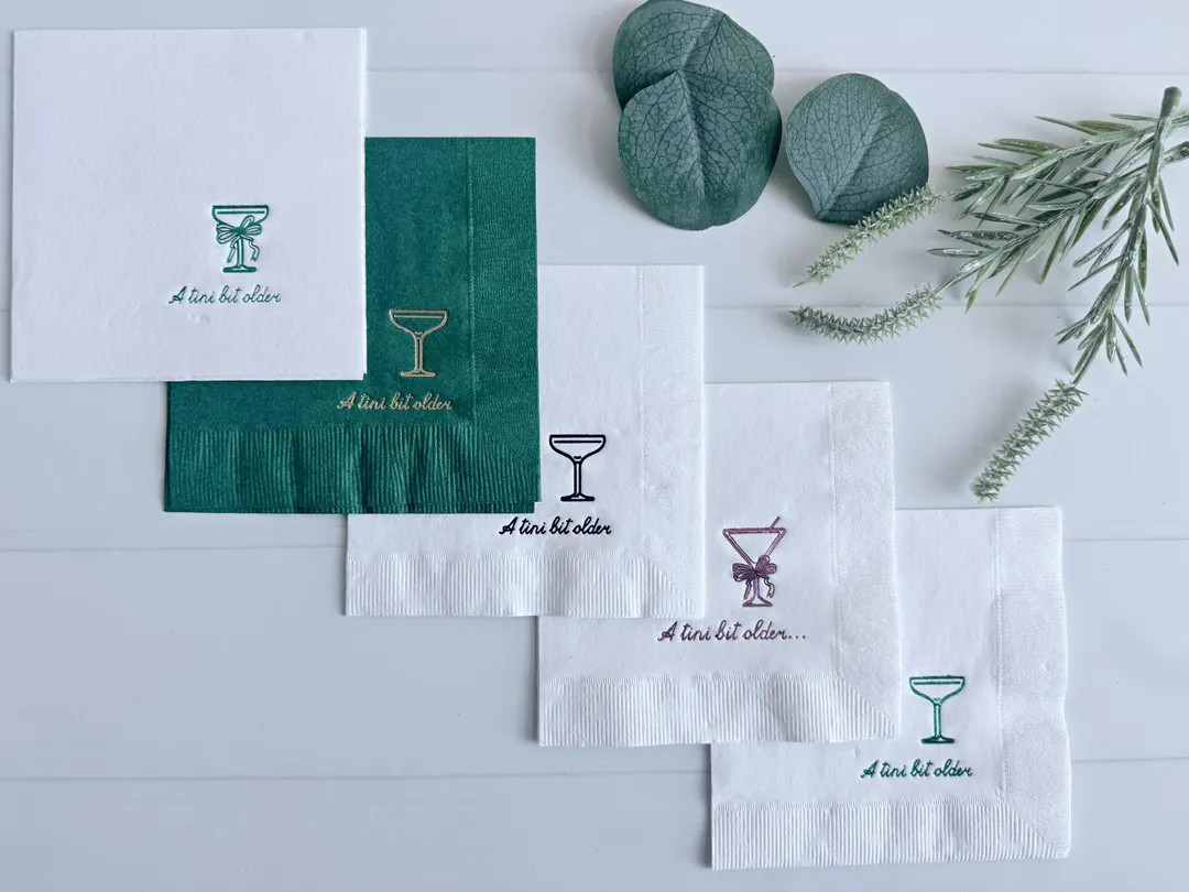 A Tini Bit Older Cocktail Napkins: Martini Themed Birthday Party Supplies - Embossed Foil Stamp | Etsy (US)