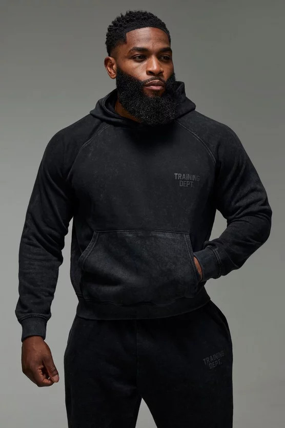 Man Active Training Dept. Boxy Washed Hoodie | boohooMAN (US & Canada)