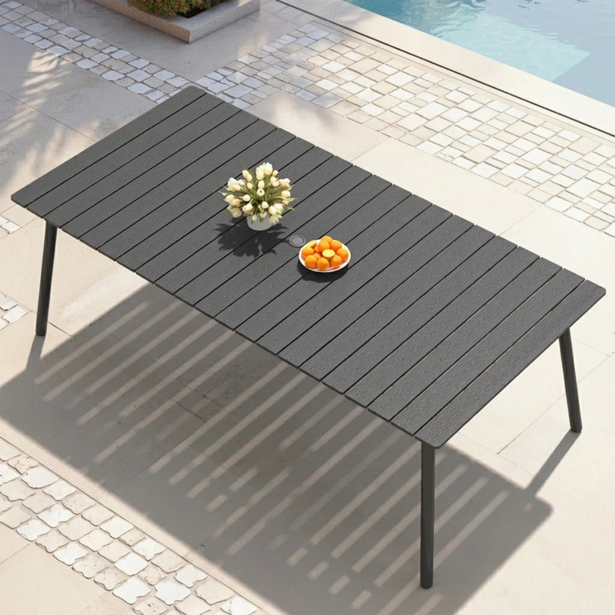 Patio Dining Table With Umbrella Hole and Aluminum Frame | Wayfair North America