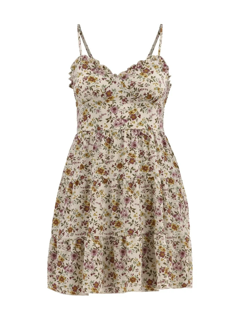 No Boundaries Tiered Bustier Mini Dress, Women's | Walmart (US)