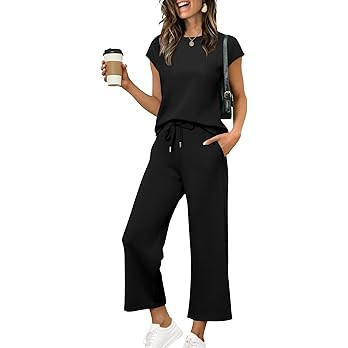 Sampeel Two Piece Sets for Women Summer Vacation Outfits Cap Sleeve Tops Lounge Matching Sets Clo... | Amazon (US)