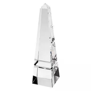 HomeRoots 12 in. Clear Hand Crafted Crystal Obelisk 2000376090 - The Home Depot | The Home Depot
