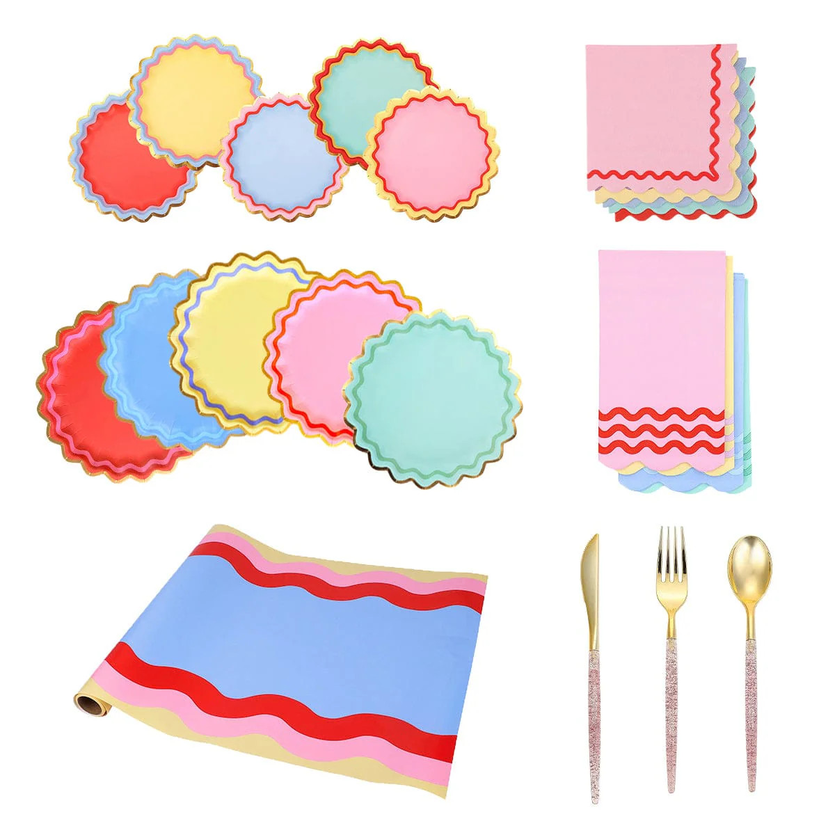 Ric Rac Rainbow Tableware Party Kit | Packed Party