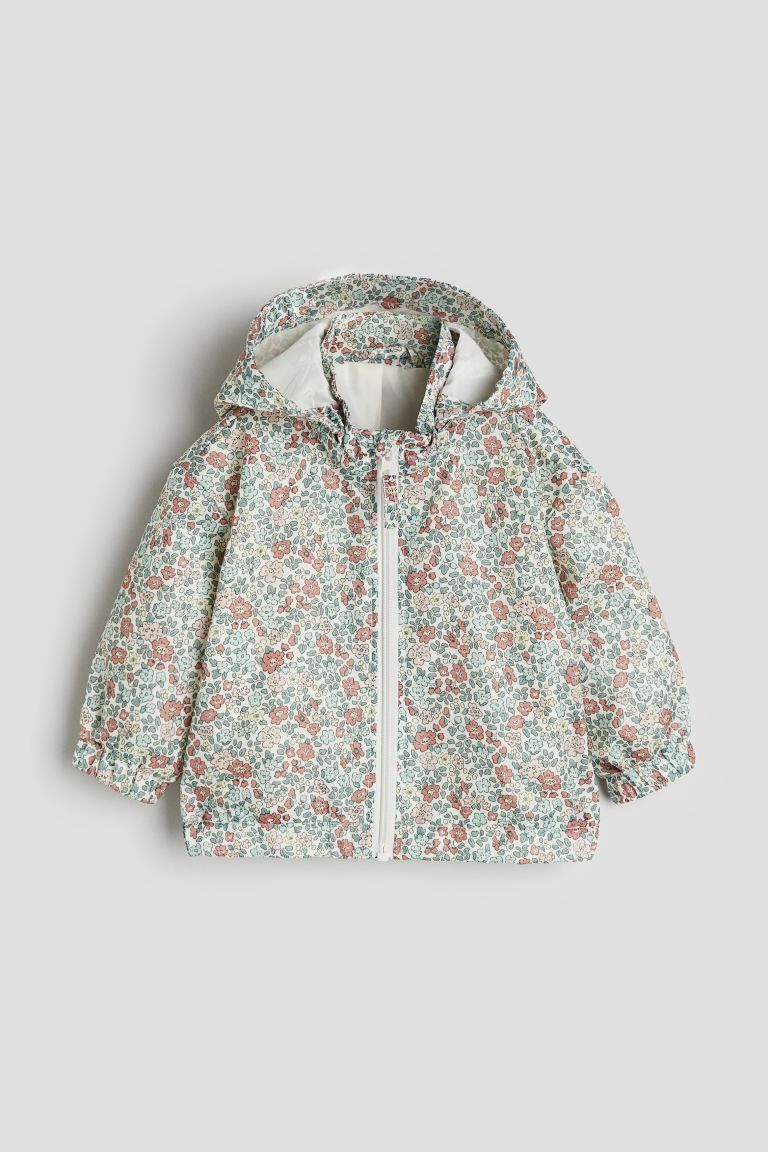 Hooded Jacket - Green/floral - Kids | H&M US | H&M (US + CA)