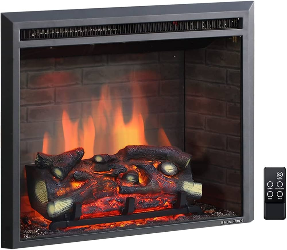 PuraFlame Western Electric Fireplace Insert with Fire Crackling Sound, Remote Control, 750/1500W,... | Amazon (US)