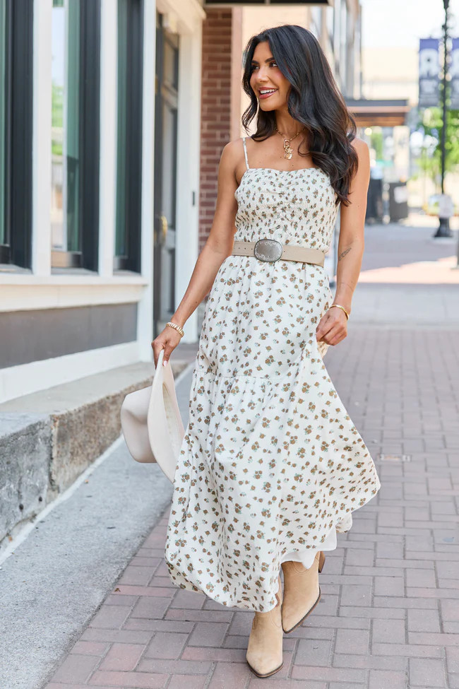 Rowan Brown Floral Maxi Dress | Pink Lily
