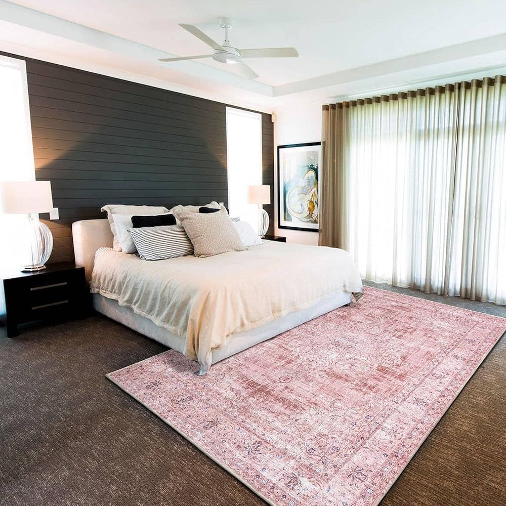 DECOMALL Kalina Washable Area Rugs 8x10ft, Bohemian Vintage Foldable Large Carpet for Living Room... | Amazon (US)