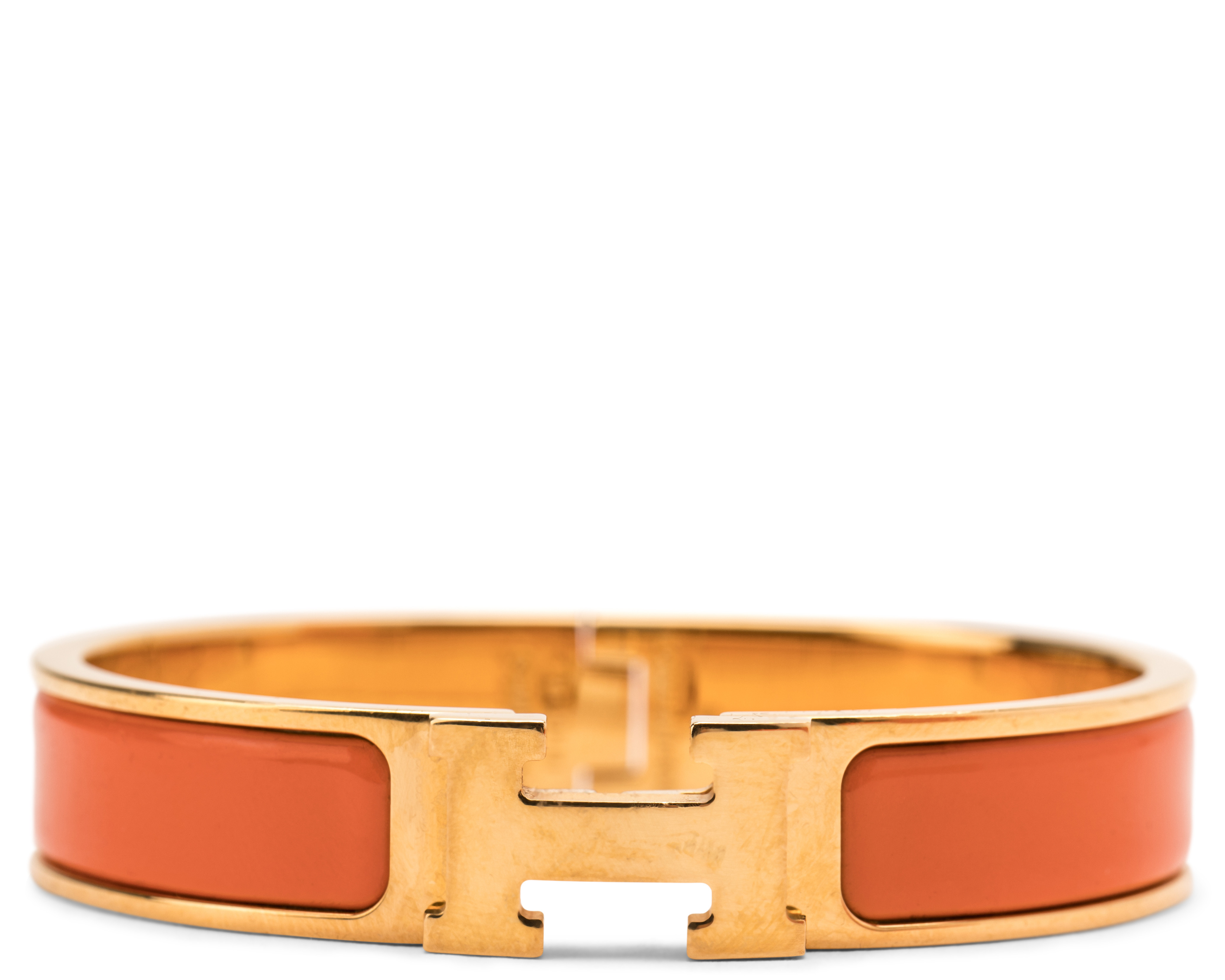Women's Hermes Bracelet Narrow Clic Clac H Enamel PM Goldtone Orange | StockX