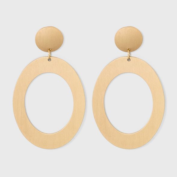 Circle Stud and Open Oval Drop Earrings - Universal Thread™ Gold | Target