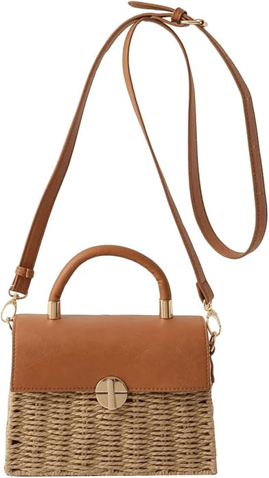 Verdusa Women's Summer Straw Bag Top Handle Handbag Woven Crossbody Bags | Amazon (US)