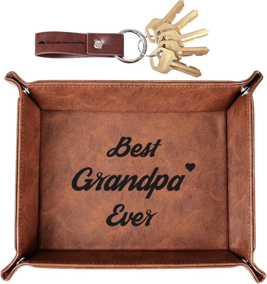 Best Grandpa Ever Gifts for Grandpa from Grandchildren Kids, Birthday Gifts for Grandfather, Leat... | Amazon (US)