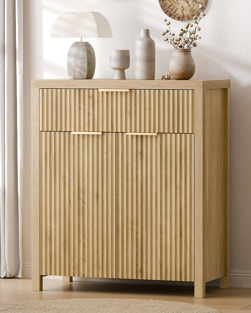 Lulive Fluted Buffet Cabinet with Storage Sideboard Cabinet Adjustable Shelves for Kitchen Living... | Amazon (US)