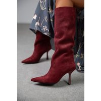 Burgundy Genuine Suede Woman Boots, Suede Boots, Handmade Shoes, Fashion Boots, Pointy Toe Boots, High Heel Boot, Stiletto Boot, Sonya | Etsy (US)